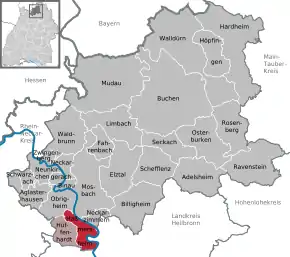 Poziția  Haßmersheim pe harta districtului Neckar-Odenwald-Kreis