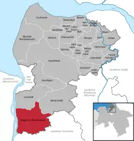 Poziția Hagen im Bremischen pe harta districtului Cuxhaven