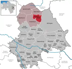 Poziția  Hankensbüttel pe harta districtului Gifhorn