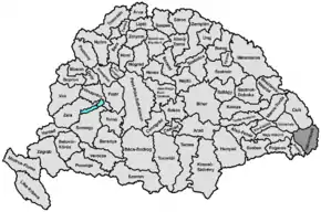 Hartă de poziționare pentru Comitatul Trei Scaune (Háromszék)
