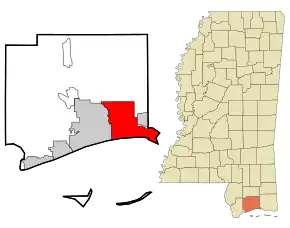 Localizare în Harrison County și Mississippi