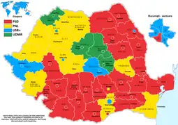 Cel mai votat partid în fiecare județ și municipiu (Senat)