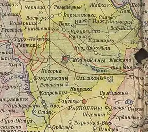 Raionul pe o hartă din 1950.