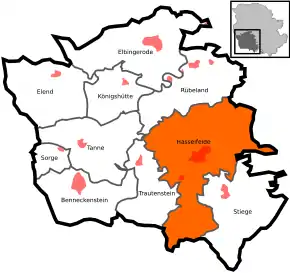 Poziția localității Hasselfelde