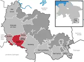 Poziția  Hattorf am Harz pe harta districtului Osterode am Harz
