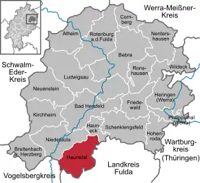 Poziția comunei Haunetal pe harta districtului Hersfeld-Rotenburg