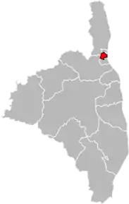 Poziția localității Cantonul Bastia-3