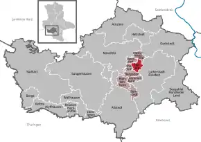 Poziția  Helbra pe harta districtului Mansfeld-Südharz