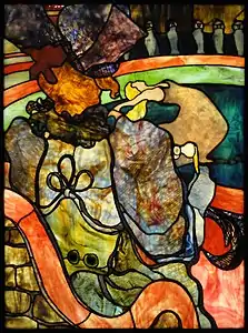 Vitraliul Au Nouveau Cirque, Papa Chrysanthème, de Henri de Toulouse-Lautrec și Louis Comfort Tiffany, circa 1894, în Musée d'Orsay din Paris