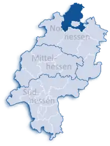 Poziția regiunii Districtul Kassel  (Kassel)