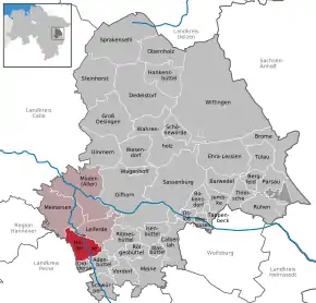 Poziția  Hillerse pe harta districtului Gifhorn
