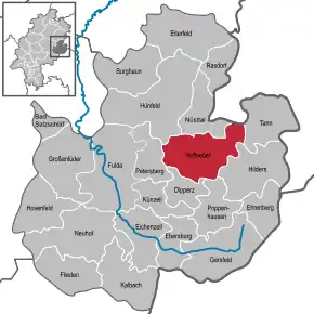 Poziția comunei Hofbieber pe harta districtului Fulda