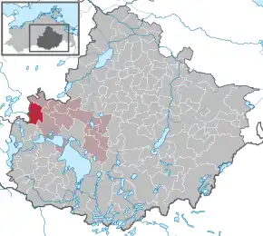 Poziția  Hohen Wangelin pe harta districtului Mecklenburgische Seenplatte