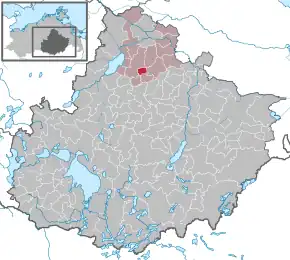 Poziția  Hohenbollentin pe harta districtului Mecklenburgische Seenplatte
