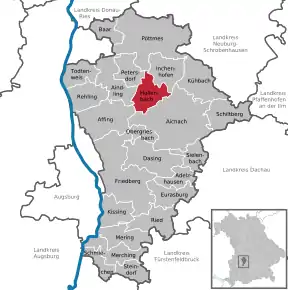 Poziția comună Hollenbach pe harta districtului Aichach-Friedberg