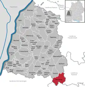Poziția orașului Hornberg pe harta districtului Ortenaukreis