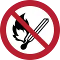 Semn de interzicere P003: Interzis foc și fumatul