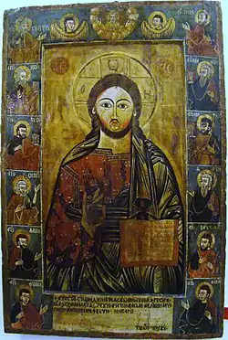 Iisus Pantocrator, icoană pictată de Toader Zugrav pentru biserica de lemn din Sângeorz Băi