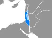 &nbsp;&nbsp;&nbsp;&nbsp;&nbsp;regiuni unde ebraica este limba majorității (Israel) &nbsp;&nbsp;&nbsp;&nbsp;&nbsp;regiuni unde ebraica este limba unei minorități semnificative (Cisiordania și Înălțimile Golan)