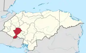 Poziția regiunii Departamentul Intibucá