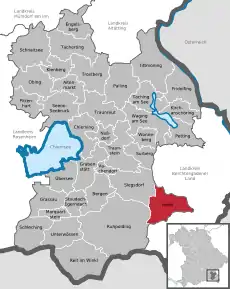 Poziția Inzell pe harta districtului Traunstein