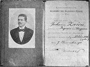 Carnet de student la Academia de Arte Frumoase din Viena