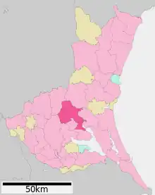Poziția localității Ishioka