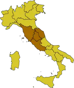 Poziția regiunii Italia Centrală