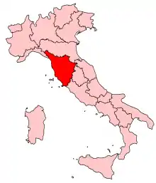 Poziția regiunii Regione Toscana