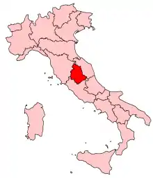 Poziția regiunii Regione Umbria