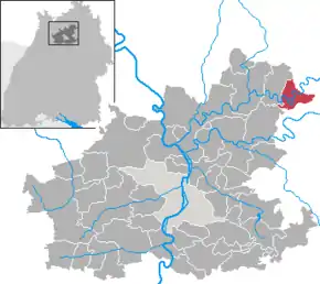 Poziția  Jagsthausen pe harta districtului Heilbronn