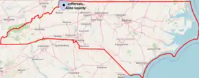 Poziția localității Jefferson, Carolina de Nord
