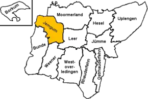 Poziția  Jemgum pe harta districtului Leer