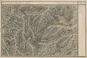 Măguri-Răcătău pe Harta Iosefină a Transilvaniei, 1769-1773(Click pentru imagine interactivă)