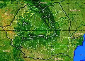 Harta României cu județul Sălaj indicat