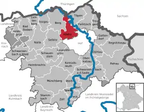 Poziția  Köditz pe harta districtului Hof
