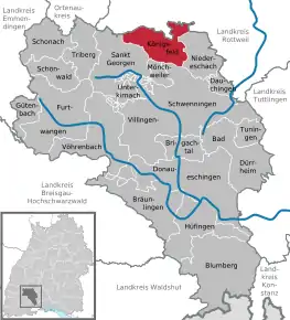 Poziția Königsfeld im Schwarzwald pe harta districtului Schwarzwald-Baar-Kreis