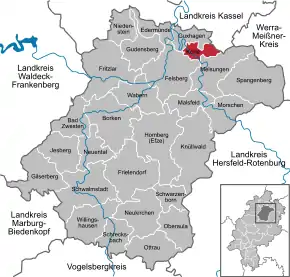 Poziția  Körle pe harta districtului Schwalm-Eder-Kreis