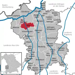 Poziția  Kötz pe harta districtului Günzburg