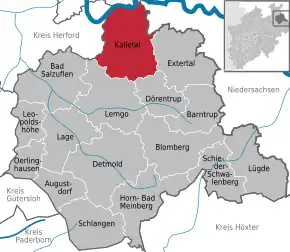 Poziția  Kalletal pe harta districtului Lippe