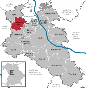 Poziția comunei Kammerstein pe harta districtului Roth