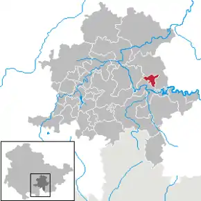 Poziția  Kamsdorf pe harta districtului Saalfeld-Rudolstadt
