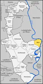 Poziția Altrip pe harta districtului Rhein-Pfalz-Kreis