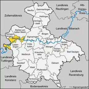 Poziția localității Beuron