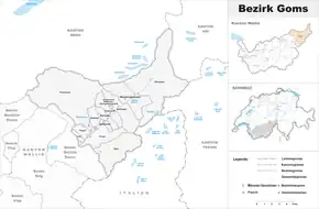 Poziția localității Districtul Goms