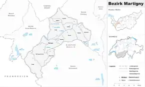 Poziția localității Districtul Martigny