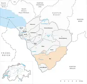 Poziția localității Bex