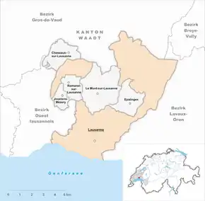 Poziția localității Lausanne