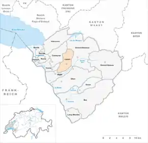 Poziția localității Leysin