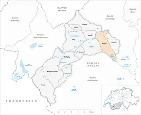 Poziția localității Riddes